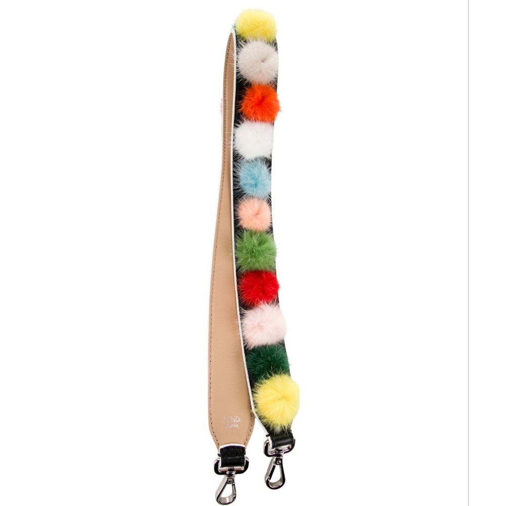 Fendi Multi Color Mink Pom Poms Strap - Picture 2 of 8